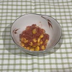 火を使わないコンビーフのトマトコーン和え